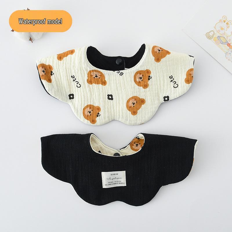 Dwustronny, wodoodporny śliniaczek dla niemowląt w stylu koreańskim z płatkami, wykonany w 100% z gazy bawełnianej