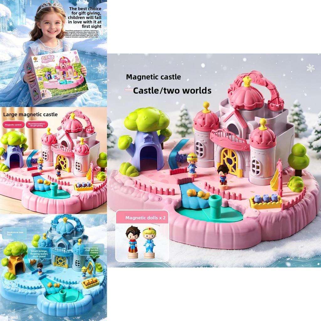 Magnetisches Schloss Spielset für Kinder mit realistischen Puppenfiguren für kreatives fantasievolles Spielen