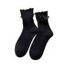 Fashion Harajuku Middle Tube Frilly Socks Women Girls School Student Cute Pearls Bowknot Ruffke Trim Cotton Ankle Socks