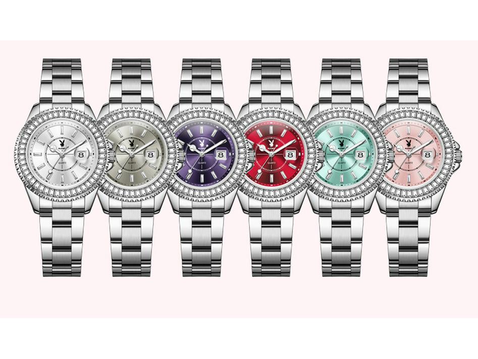 Playboy Women's Luxury Waterproof Starry Sky Quartz Watch with Diamond Accents.