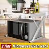 2-poziomowy stojak na kuchenkę mikrofalową drewniany regał do przechowywania półka kształt Z oszczędność miejsca wspornik kuchenny organizer do szafki metal + drewno 21,25x13,77x14,17 cala