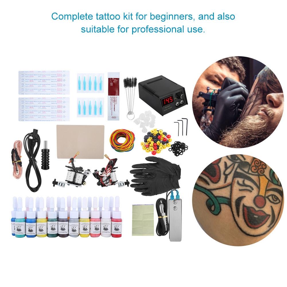 Complete Tattoo Kit for Beginners Tattoo Power Supply Inks Shader Liner Machine