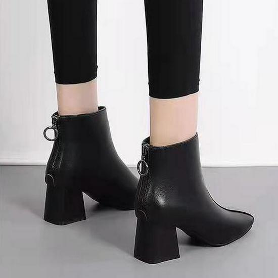 Women's Ankle Boots: Fleece-Lined Genuine Leather, Chunky Heel, High Heel Martin Style for Autumn/Winter 2025.