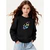 Kids Crewneck Long Sleeve Sweatshirt,Colorful Butterfly Floral Heart Spring Print