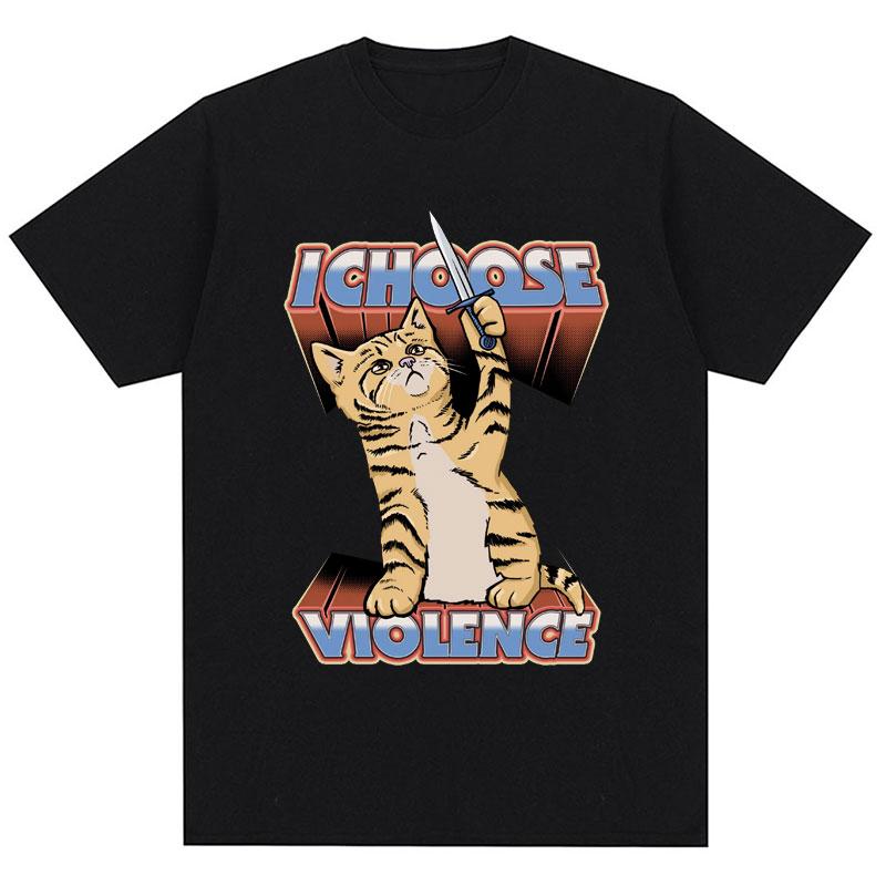 I Choose Violence T Shirt Funny Duck Humor Slogan Print Short Sleeve Tshirts Men Women Cotton Loose Oversized Tshirt Cotton