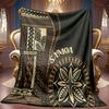 1pc 2D Brown-Toned Ethnic Style Floral Geometric Pattern Theme Design Flannel Blanket, Soft HD Digital Print Cooling Blanket Suitable for All Seasons!