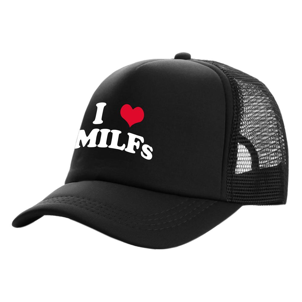 Amo le MILF Cappellini da camionista Unisex Divertenti Cappello con Umorismo Cappellino da baseball Fresco Estivo Rete Traspirante Unisex Cappellini MZ