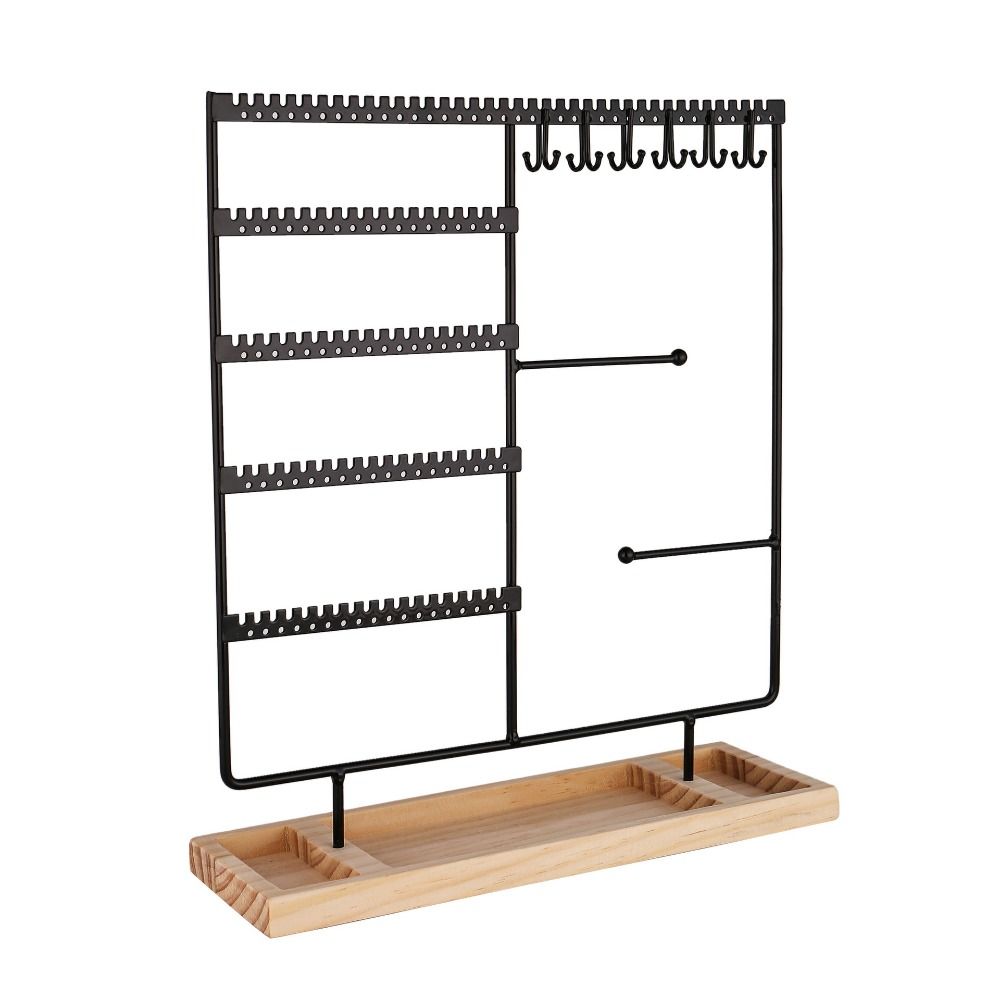 Iron, Wood Base Jewelry Earrings Display Stand Removable Base Nordic Style Bracelets Necklaces Storage Rack