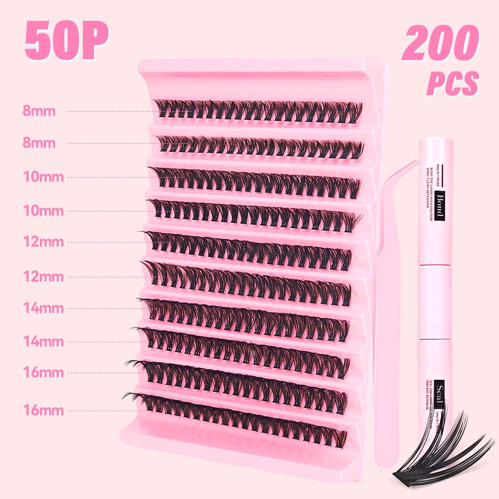 European & American Style Dense Curled Cluster Eyelashes - 30P-80P Pack
