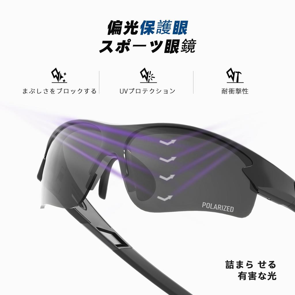 SPEEDHYUN Polarized Sports UV TR90 UV400 Safety and Sunglasses, Protection, Cycling, Fishing, Driving, Running, 2-Piece Set, Unisex,