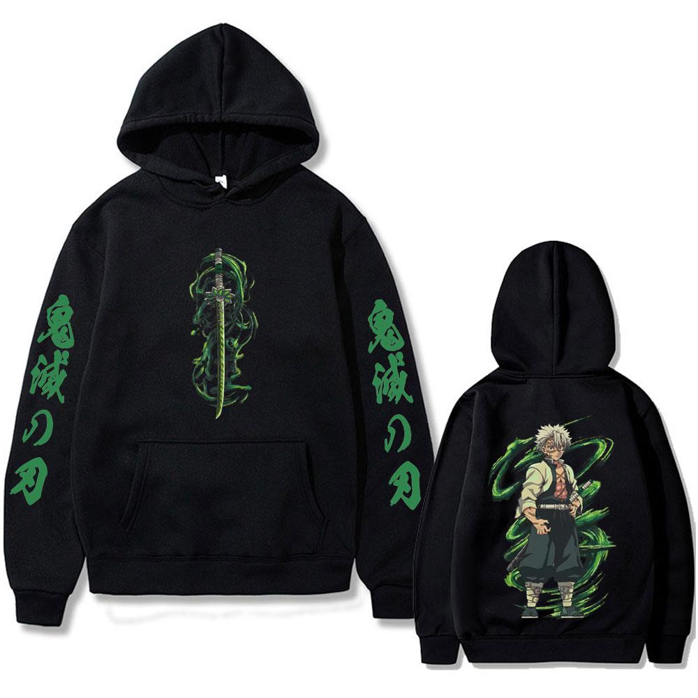 Anime Demon Slayer Wind Hashira Shinazugawa Sanemi Graphic Hoodie Men Women Cartoon Casual Pullover Male Fleece Hoodies