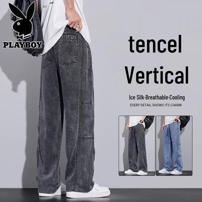 Playboy Men s Tencel Elastic Straight-Leg Casual Jeans 3XL