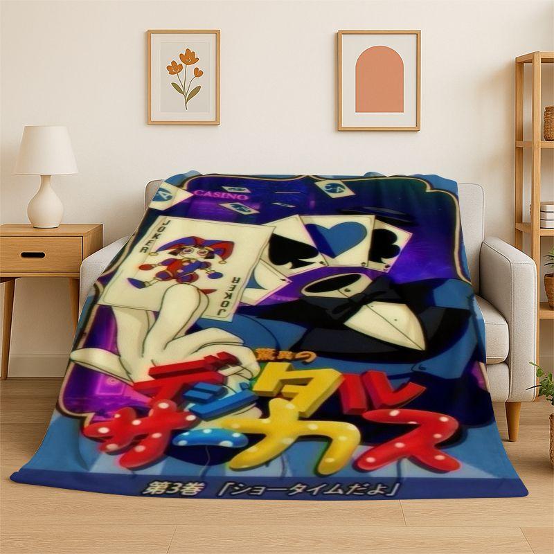 Coperta Plaid in Morbida Flanella Cartoon Amizing Digtal Circus Pomni, Coperta Accogliente per Letto, Divano, Poltrona, Camera da Letto, Soggiorno, Picnic bambino