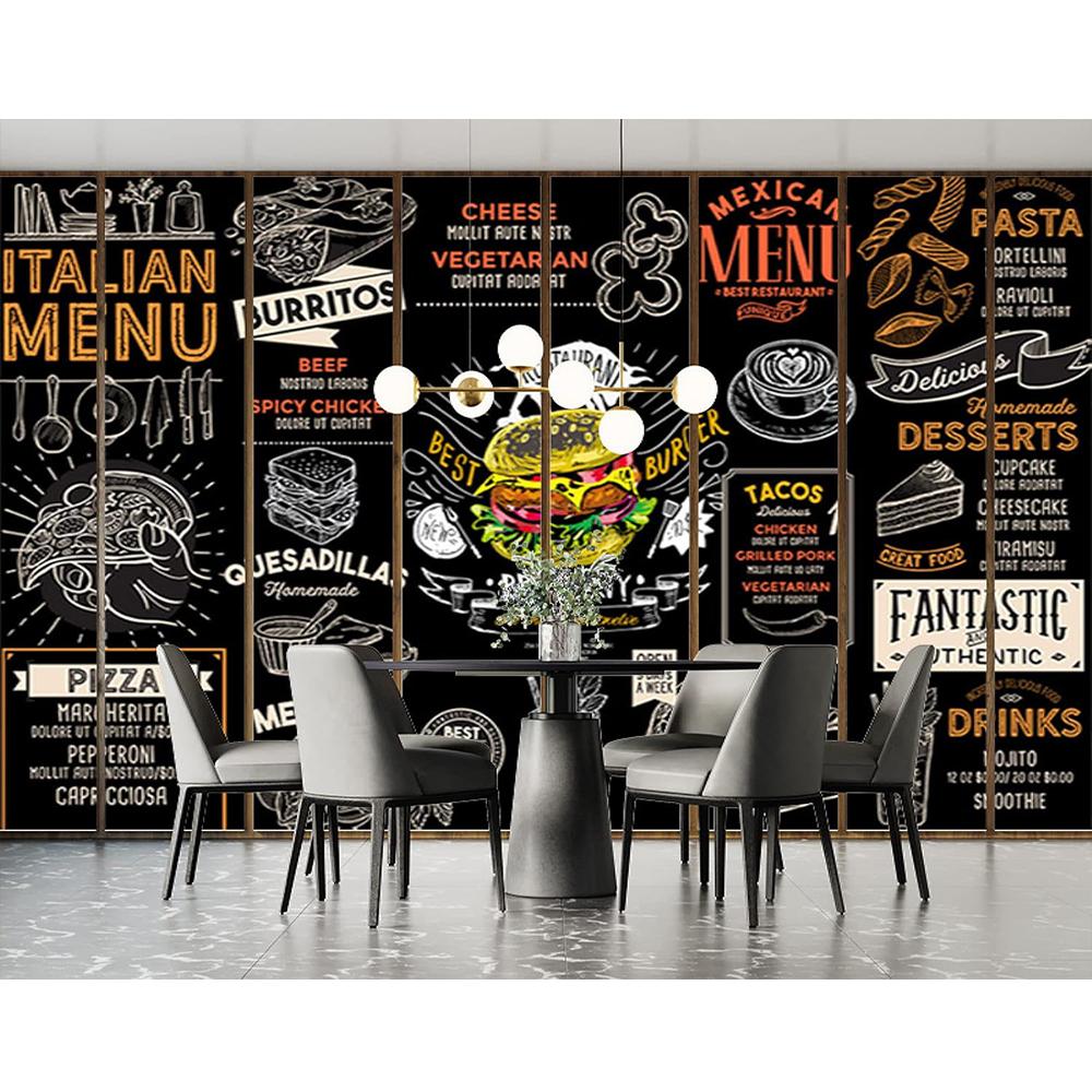 Pictură murală de perete 3d Hamburger Tapet Sandwich Ceai cu lapte Cafea Tapet Pizza Wrap Pui Hârtie de perete Restaurant Occidental