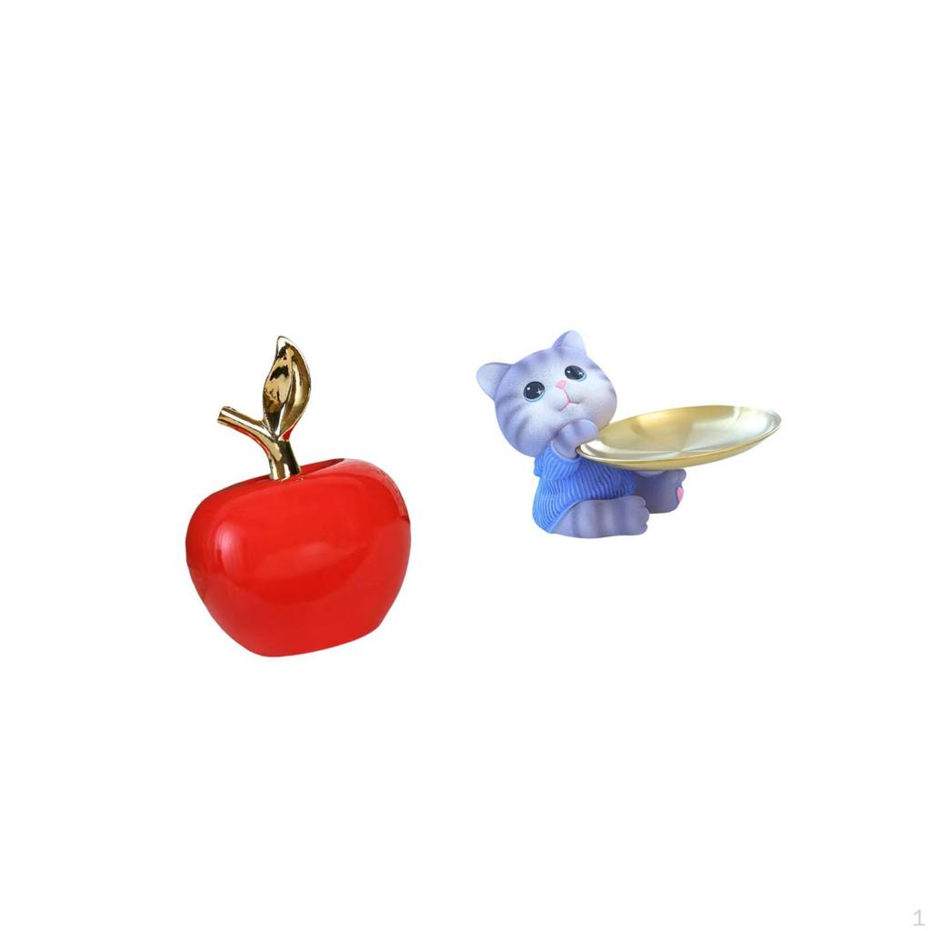 Ceramic Figurine Fruit Sculpture Ornament for Cafe Study Room Holiday And Cat Tray Resin Statue
