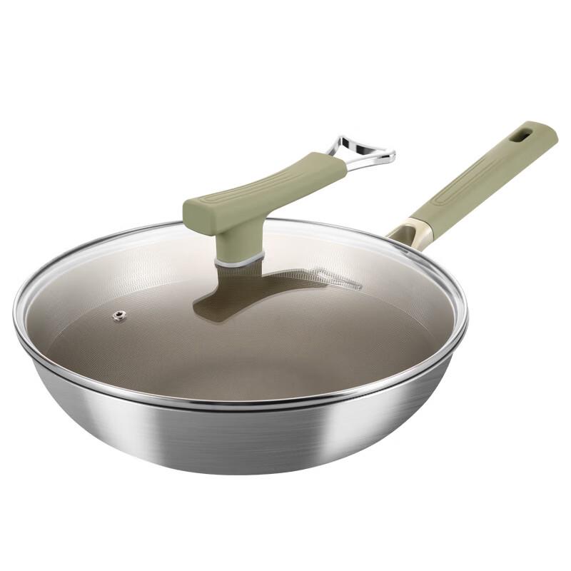ZISIZ Healthy Titanium Wok with Double-Sided Screen