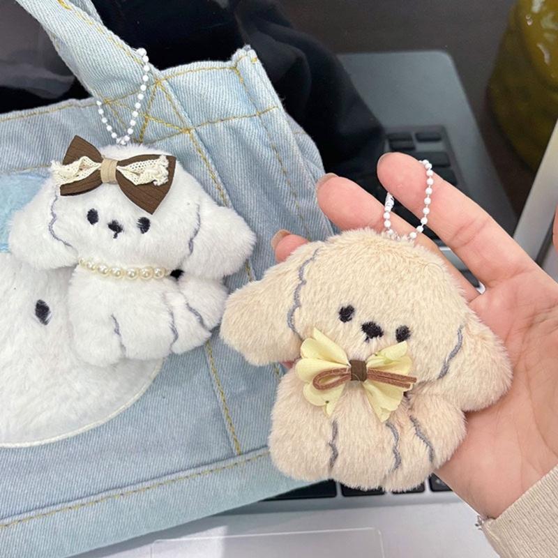 Dog Shaped Plush Bag Charm Keyring Soft Stuffed Animal Keychain Shopping Bag Charm Fashion Accessories for Everyday Use