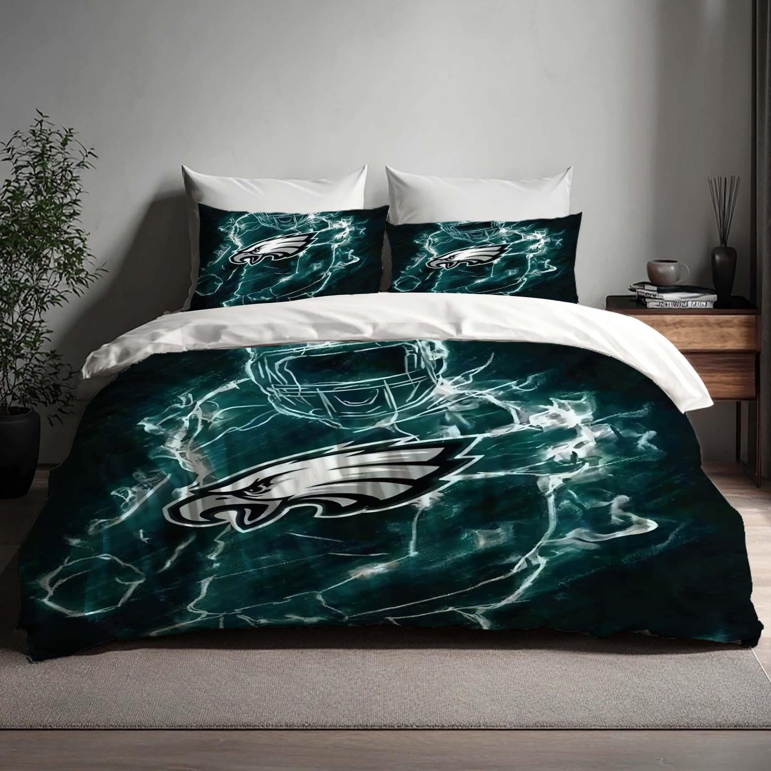 DIY Handmade Philadelphia Eagles Duvet Cover Three Bedding Set Custom Name Birthday Bedding Quilt Cover Christmas Gift Back to School. 135x200cm