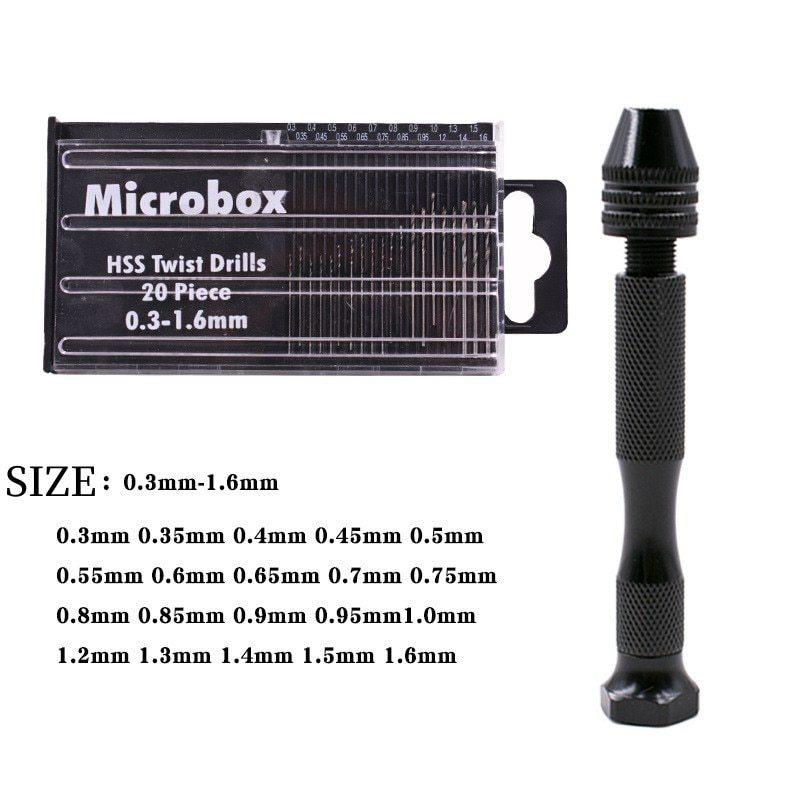 

1SET black mini aluminum alloy hand drill 11pcs hand twist drill set manual drill bit