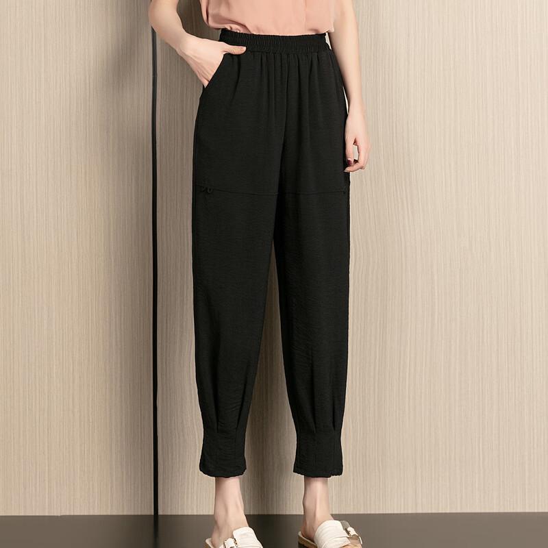 WoXue Women's 2025 Summer Elastic Waist Tapered Pants