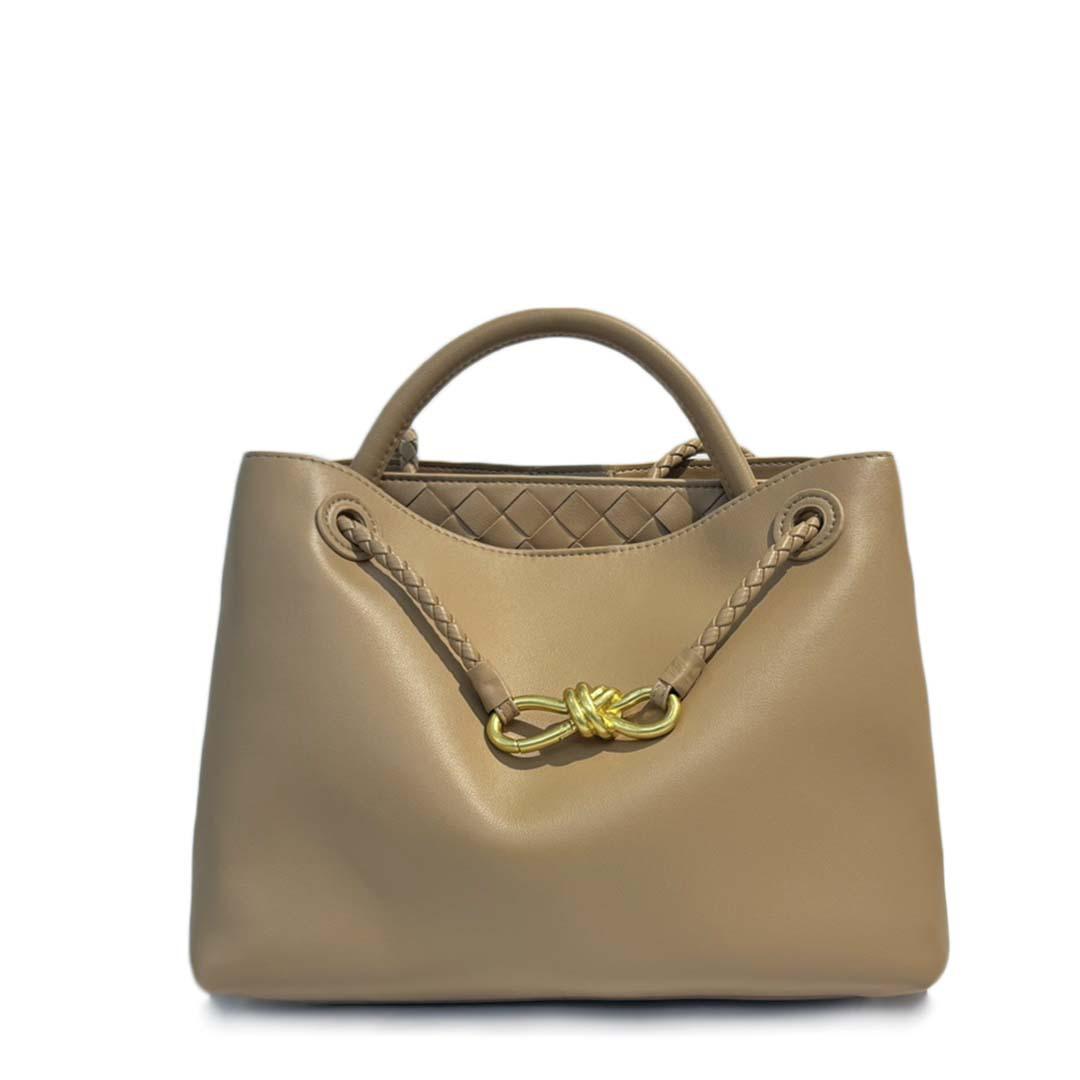 

/ Новая простая кожаная женская сумка большой емкости сумка металлический узел одно плечо диагональная крест сумка 32x24x12cm