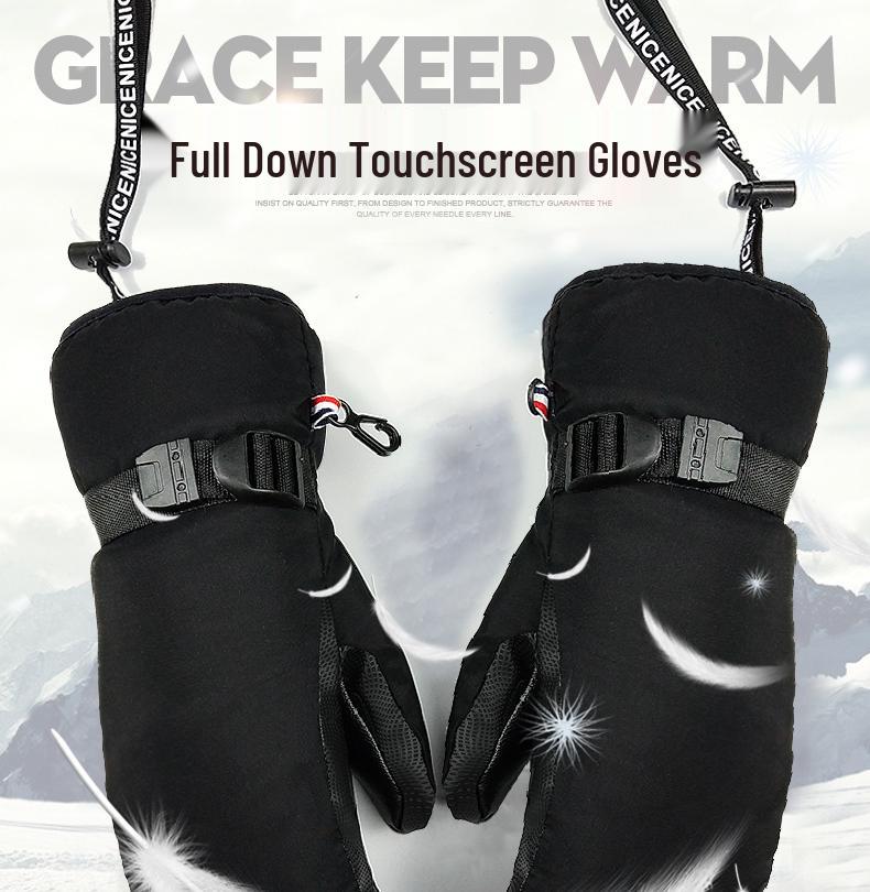 Real Down Winter Touchscreen Ski Gloves for Men & Women – Non-slip, Windproof, Thickened for Warmth.