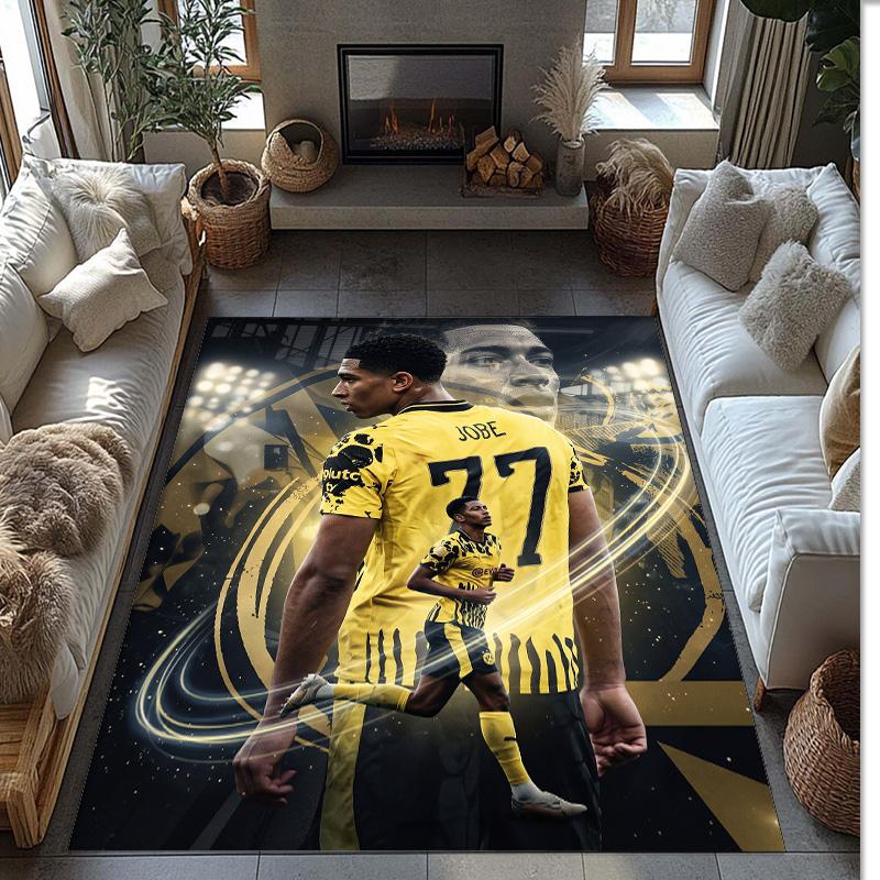 Tappeto Morbido per Area con Motivo Calcio Jude Bellingham Antiscivolo Tappeto per Pavimento Interno Tappetino Decorazione Sportiva per Camera da Letto