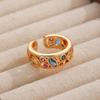 Exquisite Colorful Crystal Zircon Geometric Open Ring For Women Simple Copper Hollowed Out Stacked Finger Ring Fashion Jewelry