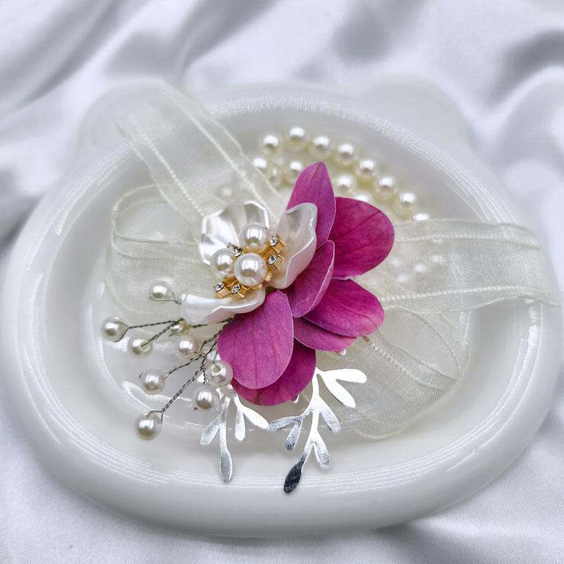 1Pc Pearl High-end Feel Mesh Sweet Plastic Wedding Decorations Simulation Wrist Corsage Petal
