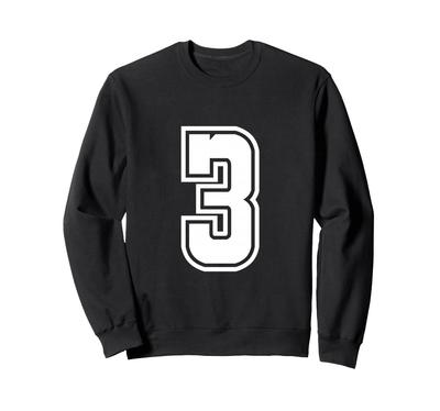 Number 3 Varsity Style Bold Sports Birthday Jersey Sweatshirt