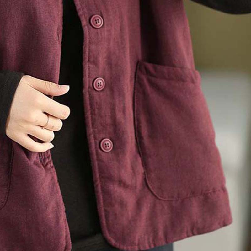 Vest for Women Cotton Autumn Winter Sleeveless Tops Vest Oversize Solid Color Vintage Large Pocket Sleeveless Vest Thickened Vest