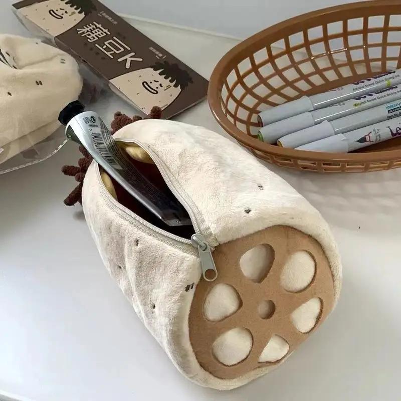 Creative Practical Funny Plush Potato Pencil Case Cute Cartoon Student Large Capacity Pencil Box Stationery Storage Pencil Bags
