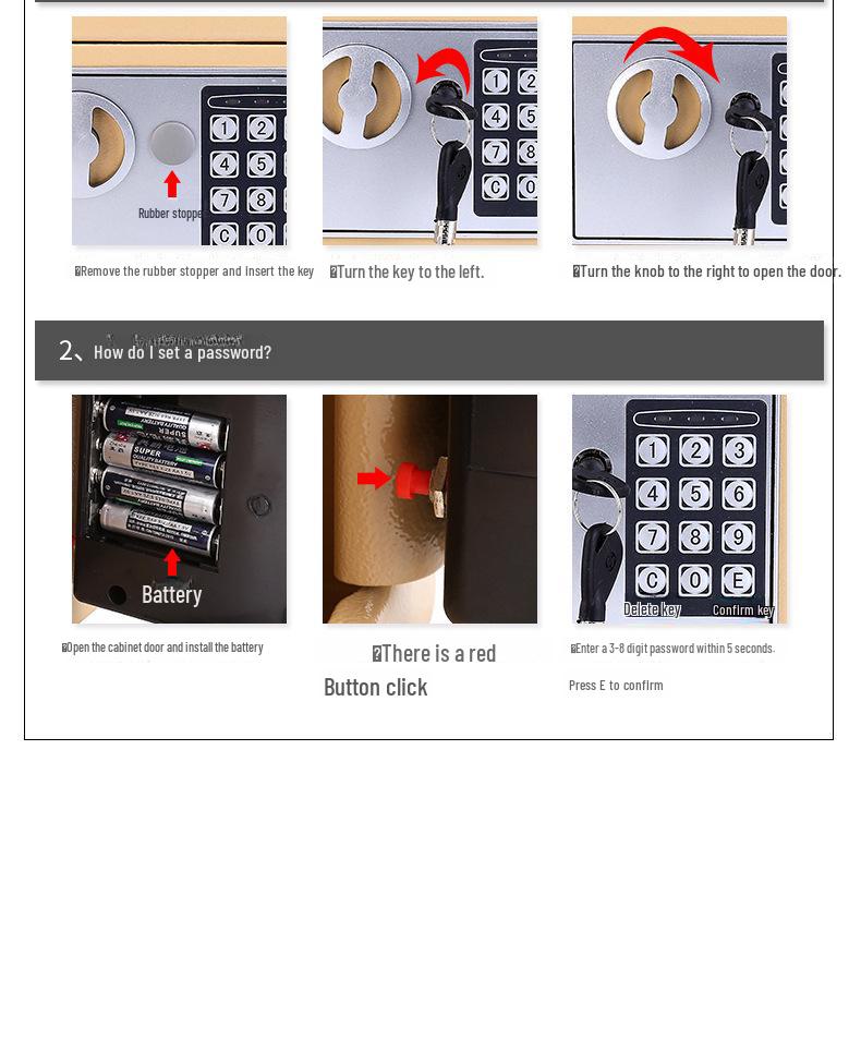 Cofre Eletrônico de Senha Montado na Parede - Caixa de Depósito Seguro para Crianças e Adultos, Presente de Aniversário Ideal