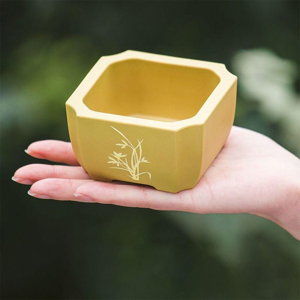 Durable Thick Flower Pot Imitation Purple Clay Bonsai Succulent Basin Simple Plant Bowl  Home