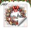 Festive Wreath Decorations Watercolor Christmas Static Window Cling, Reusable Xmas Sticker with Red Bow Winter Town Wall Stickers Snowy Decal,