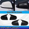 Rearview Mirror Cover For Tesla Model Y Paste Style Decoration Carbon Fiber Black 1 Pair Upgrade ABS Plastic Rearview Accessory