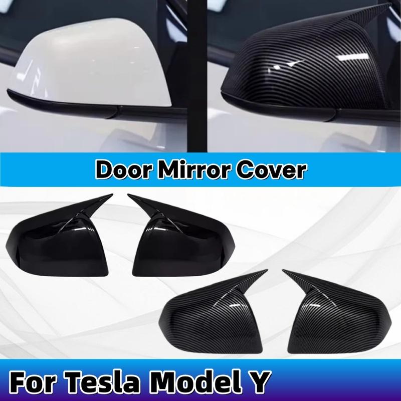 Rearview Mirror Cover For Tesla Model Y Paste Style Decoration Carbon Fiber Black 1 Pair Upgrade ABS Plastic Rearview Accessory
