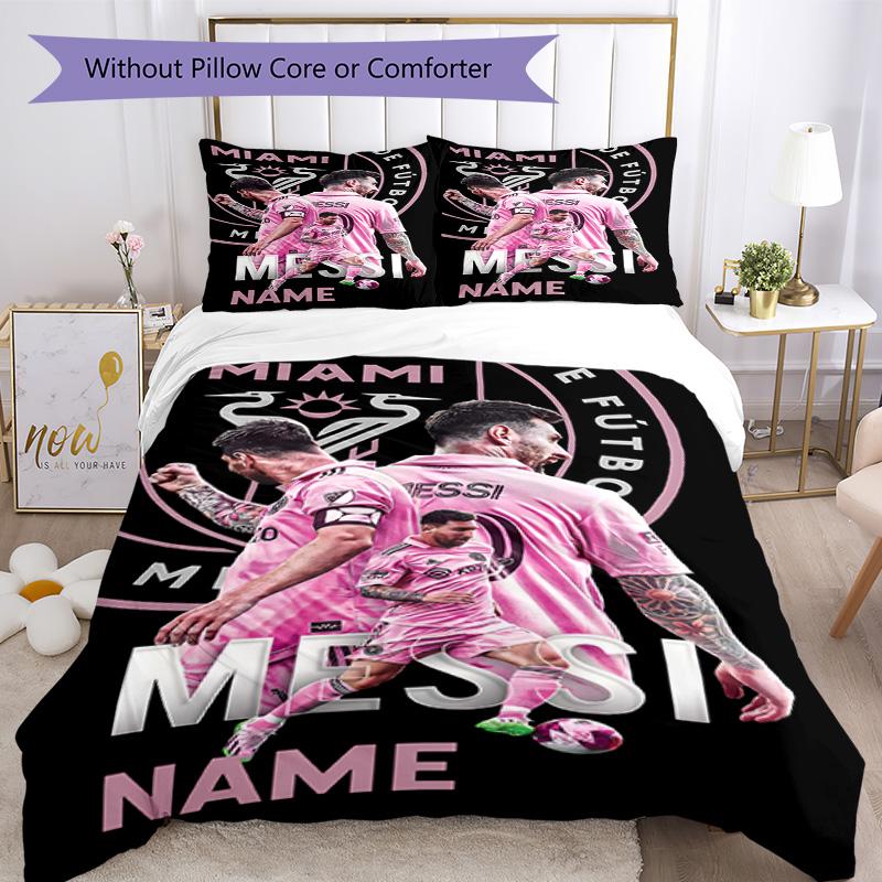 Messi Personalizza il tuo nome Set Biancheria da Letto Copripiumino Traspirante con Federe Decorazione per la Casa Regalo di Compleanno