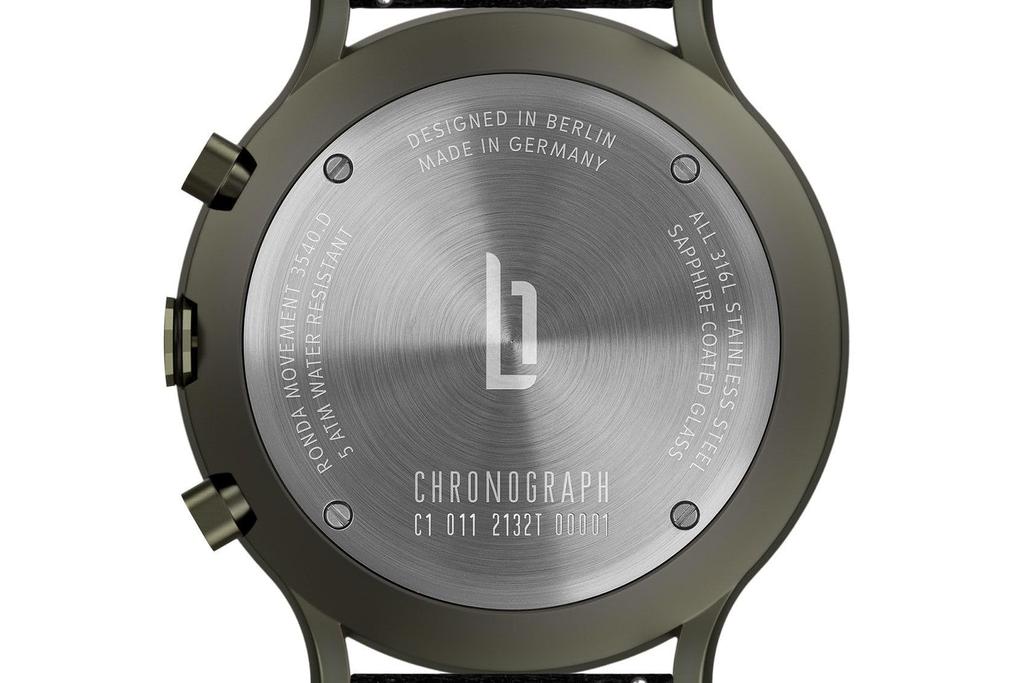 Lilianthal Berlin Khaki Chronograph Made in Men's Watch, Germany, C01-111-B023HM