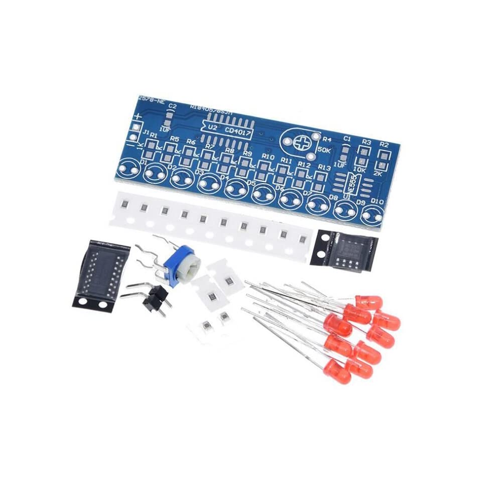 VKLSVAN זורם LED NE555 CD4017 מנורת זרימת מים אור LED ערכת ייצור אלקטרוני DIY חבילה של 5 ערכות, + מודול, ערכה, (נדרש הלחמה)