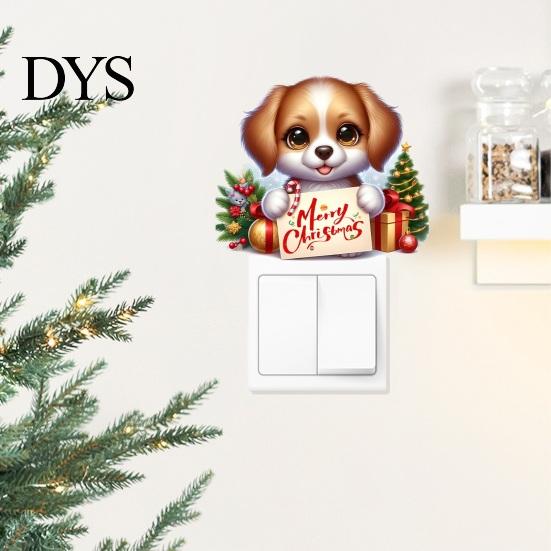 Easy Peel And Stick Wall Art Christmas Switch Stickers, Removable Santa Claus/Puppy/Reindeer/Elf/Pickup Truck Light Self Adhesive Festive Stickers