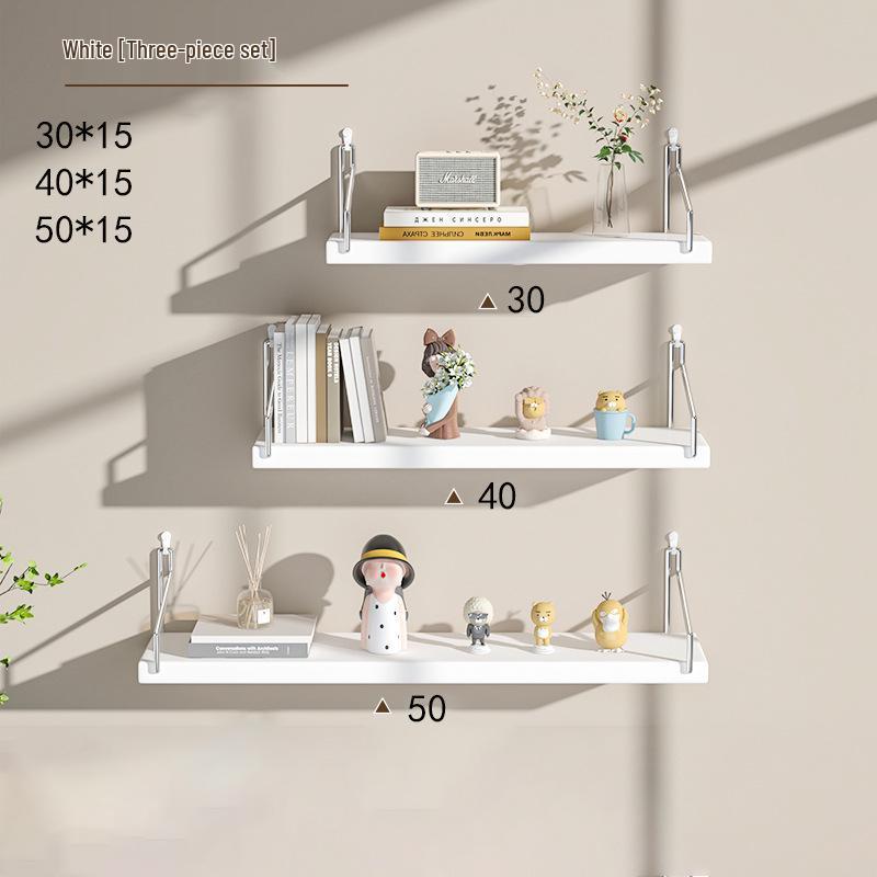 Punch-Free Wall-Mounted Iron Art Storage Rack for TV, Living Room, or Bedroom Décor.