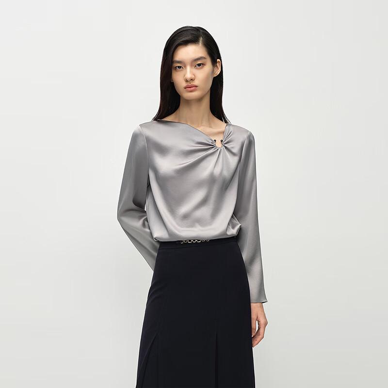 

OVVOVV Women s Satin Acetate Metal Ring Top S