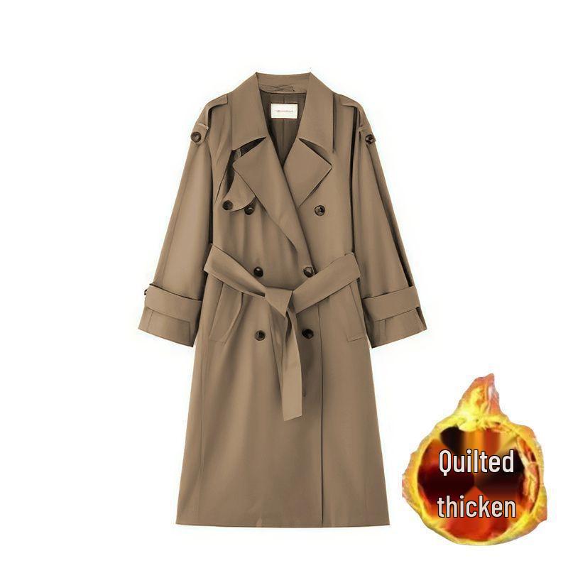 Women's British-Style Long Trench Coat - Spring & Autumn 2025 Collection, New and Beautifully Casual for Petites
