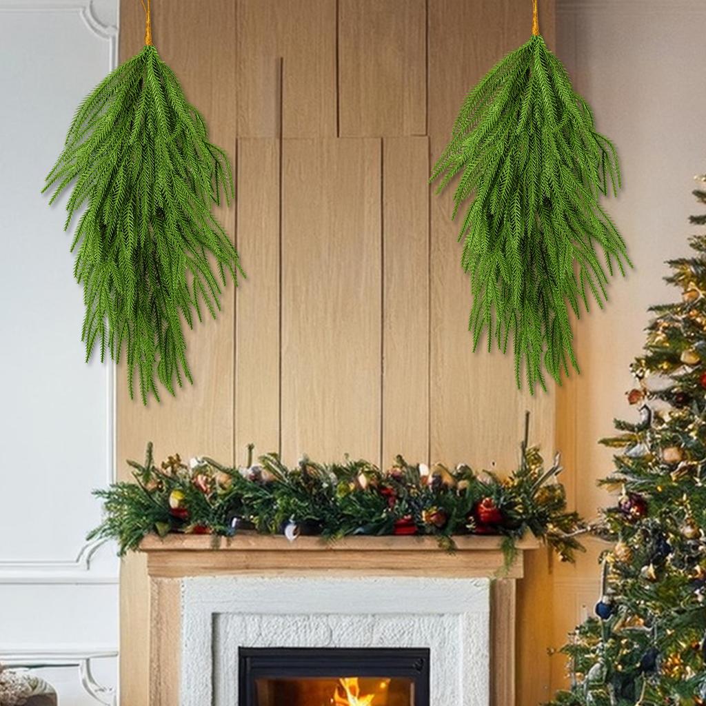 2pc65cm Simulated Soft-Glue Norfolk Needle Wall Hanging Christmas Tree Upside Down Vine Green Plant Holiday Decoration