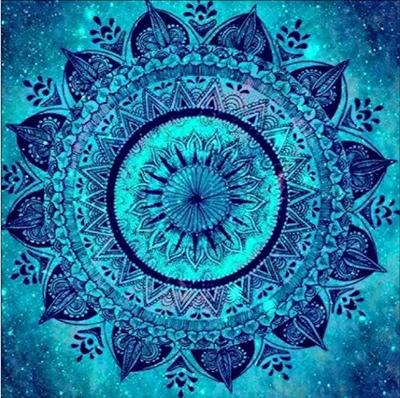Perlenkunst Mandala Diamantstickerei Kreuzstich-Set 5D 3D Mandala der Kunst. (Geheimnisvolles Blau)