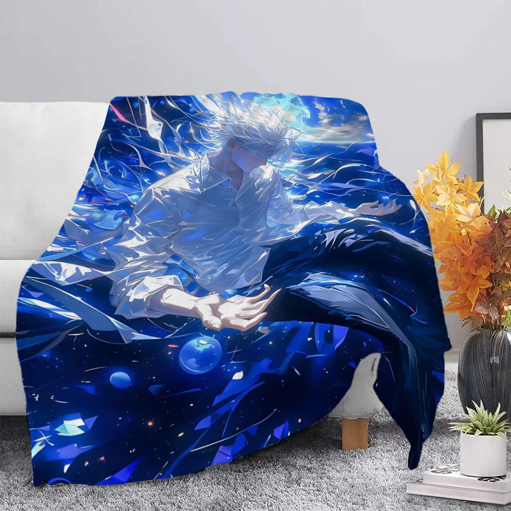 Anime Jujutsu Kaisen  Printed Picnic Blankets Warm Blanket Gojo Satoru Soft and Comfortable Blanket Home Travel Birthday Gift