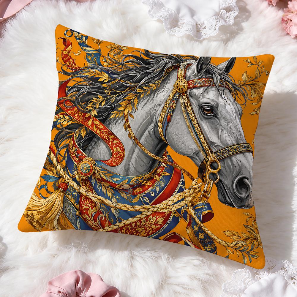 Retroluxuryhorse Cushion Cover Doublesided Printed Bedroom Bedside Pillow Sofa Cushion Cover