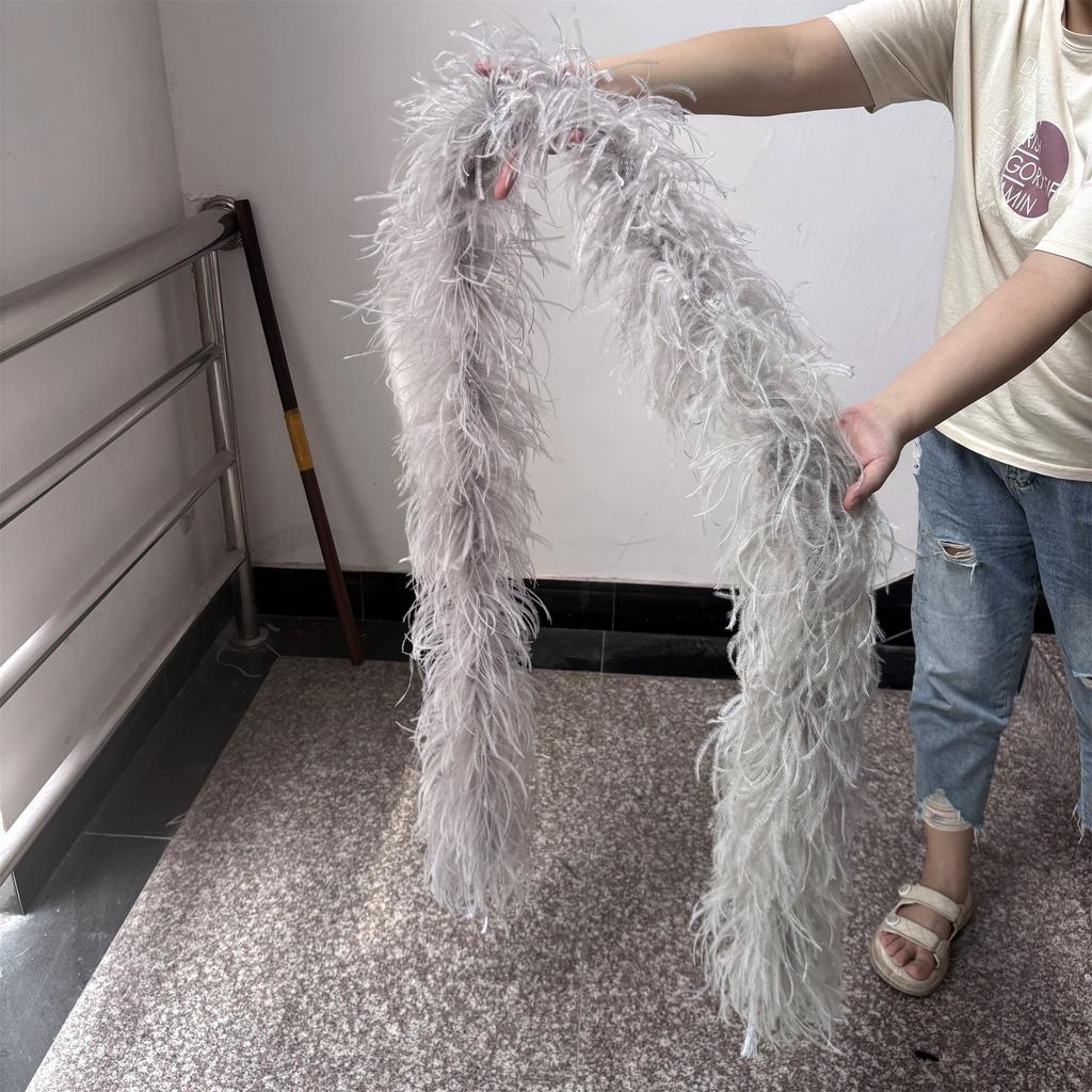 DIY 8 Ply Ostrich Feather Boas 4M for Craft Party Shawl Wedding Drees Clothes Carnival Stage Decor Fluffy Ostrich Plumes Scarf Trim