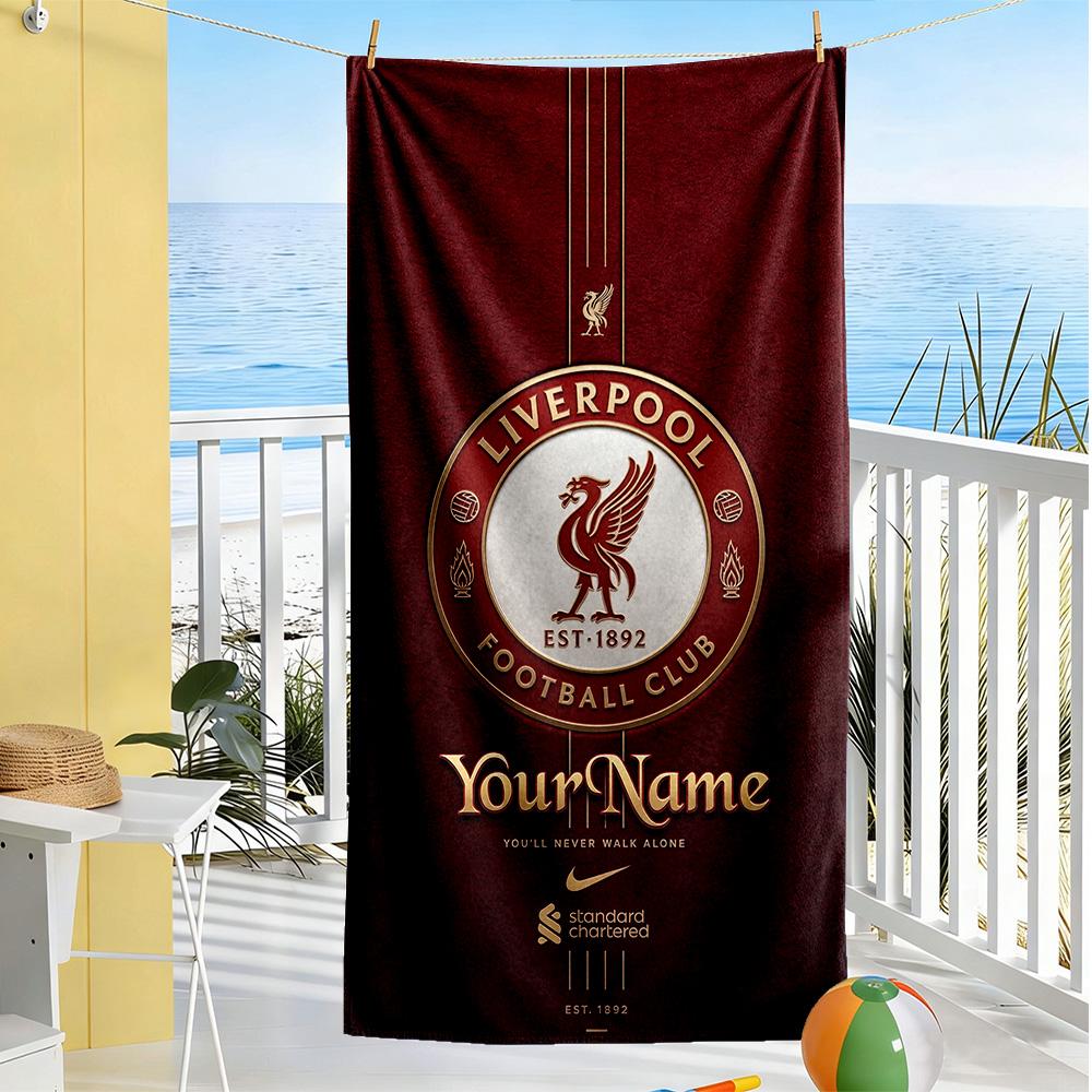 Liverpool Personalisierbares Strandtuch Superweiche Mikrofaser Schnelltrocknendes Gewebe
